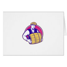 Bartender Carrying Beer Keg Retro Cards