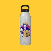Bartender Carrying Beer Keg Retro water bottles