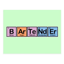 Bartender made of Elements Postcards