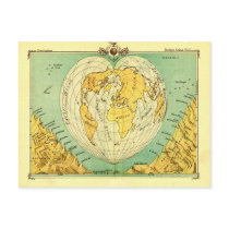Bartholomew Heart Shaped Post Card World Map
