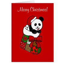 Bas de bande dessinée de panda de Noël Carte De Vœux