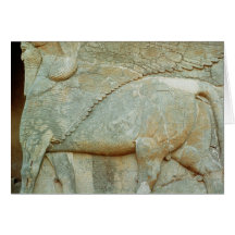 Bas-relief of an anthropomorphic bull greeting cards