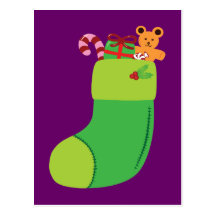 Bas vert de Noël Carte Postale