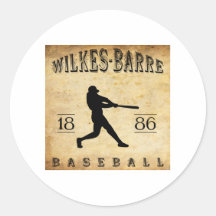 Base-ball 1886 de la Pennsylvanie de Wilkes-Barre Autocollant Rond