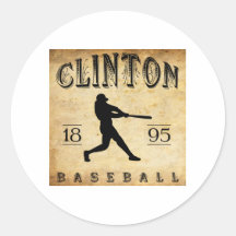 Base-ball 1895 de Clinton Iowa Autocollants Ronds