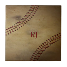 Base-ball âgé avec le monogramme fait sur commande carreaux