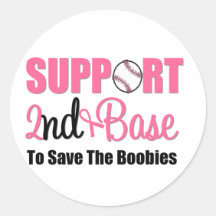 Base de soutien de cancer du sein 2ème autocollant rond