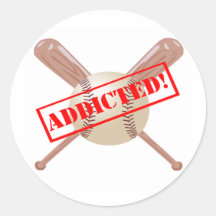 Baseball Addict Round Stickers