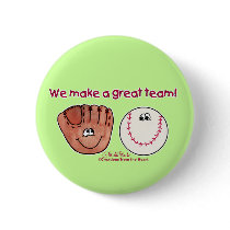 Baseball and Baseball Glove Team Pinback Button