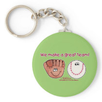 Baseball and Baseball Glove Team Key Chains