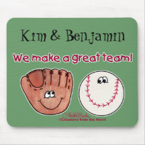 Baseball and Baseball Glove Team Mouse Pads