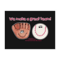 Baseball and Baseball Glove Team Postcards