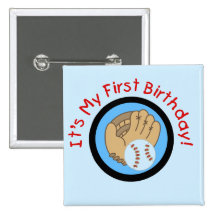 Baseball and Glove 1st Birthday Tshirts and Gifts Pin