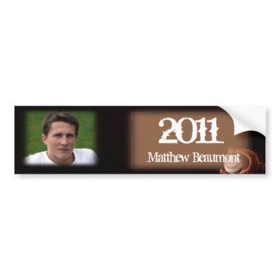 Baseball and Glove Graduation Wine Label Bumper Sticker by NoteableExpressions