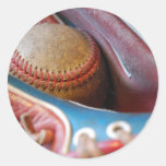 Baseball and Glove Round Sticker