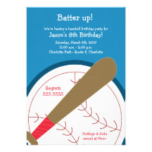 BASEBALL Batter Up Birthday Invitation