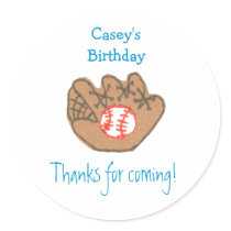 Baseball birthday favour label