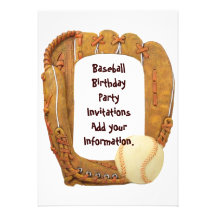 Baseball Birthday Party Invitation Announcement