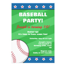 Baseball birthday party invitation for kids