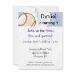 Baseball Birthday Party Invitations  4.25" x 5.5"