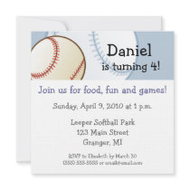 Baseball Birthday Party Invitations - 5.25"x5.25"