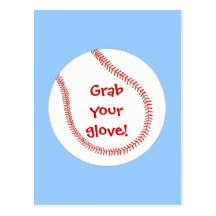 Baseball Birthday Party Invitations on postcards
