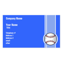 Baseball; Blue Business Cards