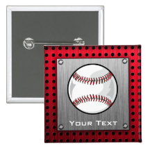 Baseball; Brushed Aluminum look Button