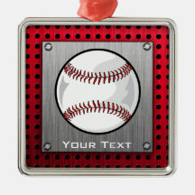 Baseball; Brushed Aluminum look Ornaments