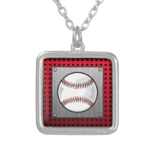 Baseball; Brushed Aluminum look Pendants