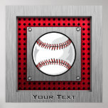 Baseball; Brushed Aluminum look Poster
