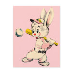 Baseball Bunny In Pink Postcard