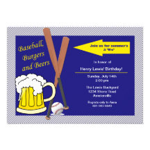 Baseball, Burgers and Beers Invitation