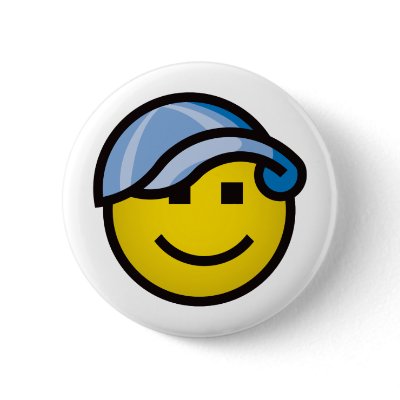Baseball Cap Smilie - Blue Buttons by visualnewbie