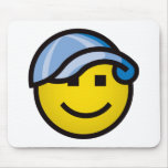Baseball Cap Smilie - Blue Mouse Mats
