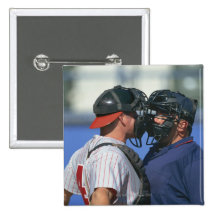 Baseball Catcher and Umpire Arguing Pin