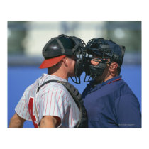Baseball Catcher and Umpire Arguing posters