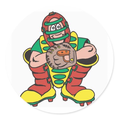 Baseball Catcher Round Sticker by sportydesigns