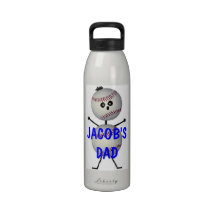 Baseball Dad Cartoon Reusable Water Bottles
