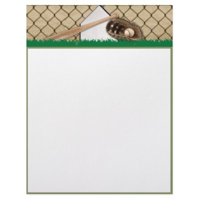 Baseball Diamond on Green Field Letterhead by NoteableExpressions