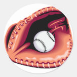 Baseball Glove and Ball Round Sticker