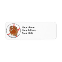 baseball glove and baseball vector design return address label
