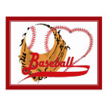 Baseball Glove & Baseball Heart Postcard