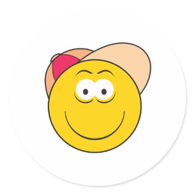 Baseball Hat Smiley Face Stickers by doonidesigns