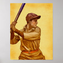 Baseball hitter on antique parchment style poster