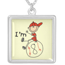 Baseball I'm 8 Stick Figure Necklace