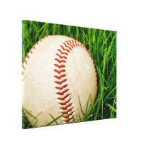 Baseball in the Summer Grass Gallery Wrap Canvas