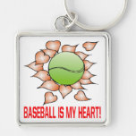 Baseball Is My Heart Keychain