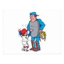 baseball kid arguing with the umpire post cards