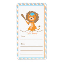 Baseball Lion Bookplate Personalised Shipping Label